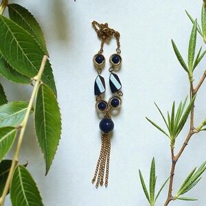 Elegant Gold and Blue Necklace